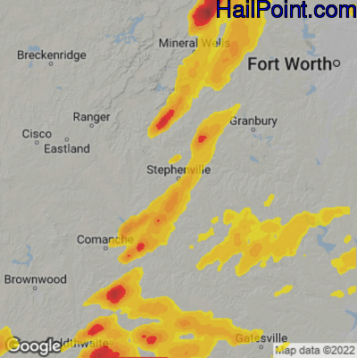 Hail Map Stephenville, TX May 17, 2025 