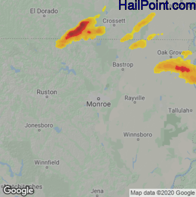 Hail Map for Monroe, LA Region on May 17, 2025