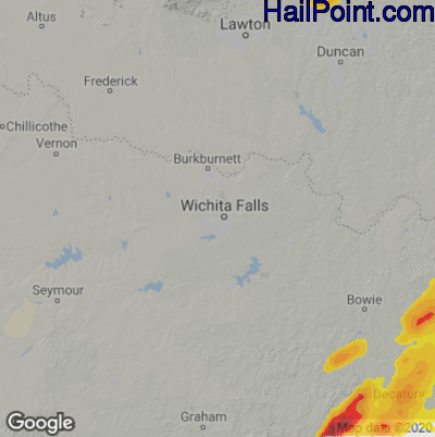 Hail Map for Wichita Falls, TX Region on May 17, 2025