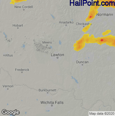 Hail Map for Lawton, OK Region on May 17, 2025