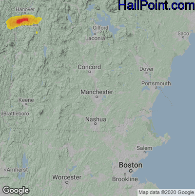 Hail Map for Manchester, NH Region on May 17, 2025