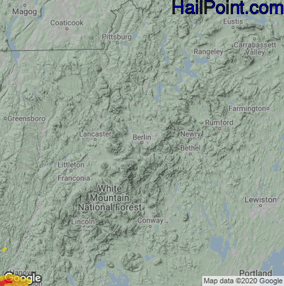 Hail Map for Berlin, NH Region on May 17, 2025