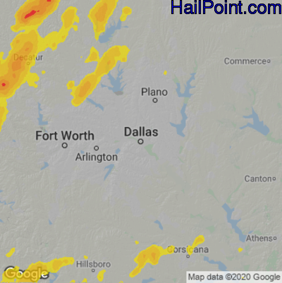Hail Map Dallas, TX May 17, 2025 