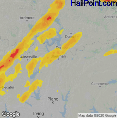 Hail Map for Sherman, TX Region on May 17, 2025 