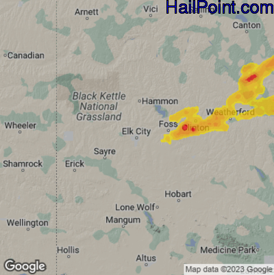 Hail Map for Elk City, OK Region on May 18, 2025 