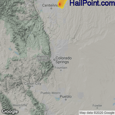 Hail Map for Colorado Springs, CO Region on May 18, 2025