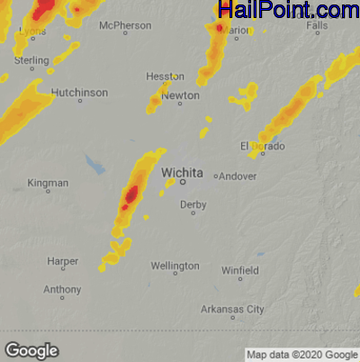 Hail Map for Wichita, KS Region on May 18, 2025