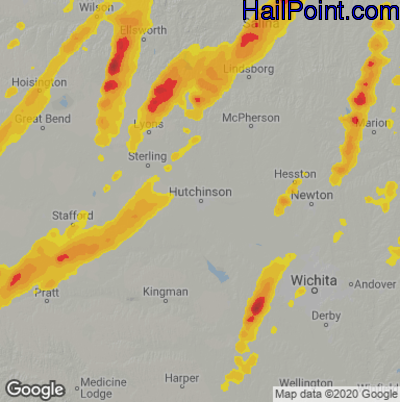 Hail Map Hutchinson, KS May 18, 2025 