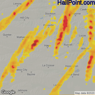 Hail Map for Hays, KS Region on May 18, 2025 