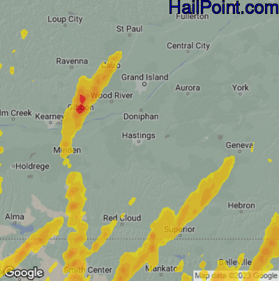 Hail Map for Hastings, NE Region on May 18, 2025