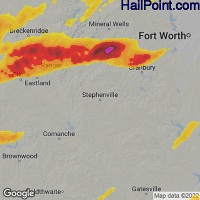 Hail Map Stephenville, TX May 18, 2025 