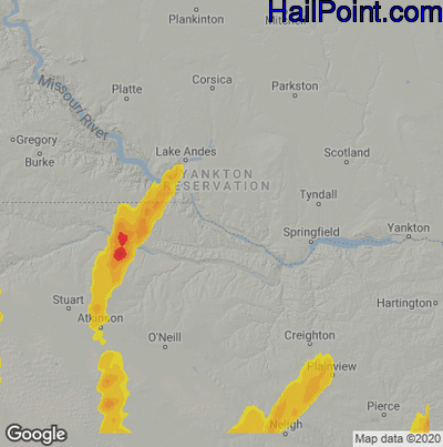Hail Map for Grand Island, NE Region on May 18, 2025