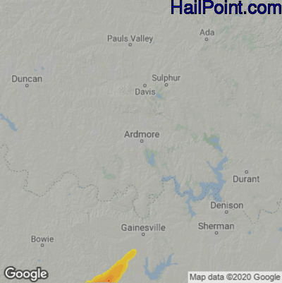 Hail Map for Ardmore, OK Region on May 19, 2025