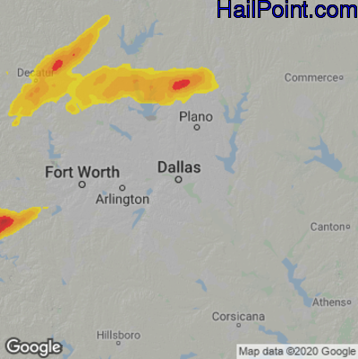 Hail Map Dallas, TX May 19, 2025 