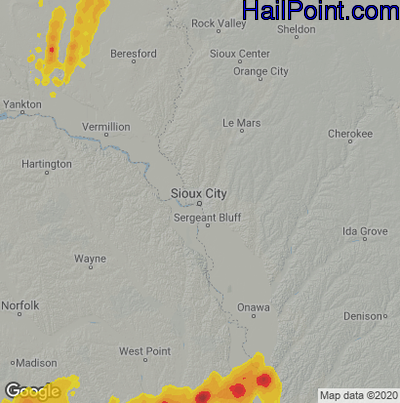Hail Map for Sioux City, IA Region on May 19, 2025 