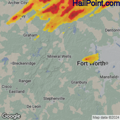 Hail Map Mineral Wells, TX May 19, 2025 