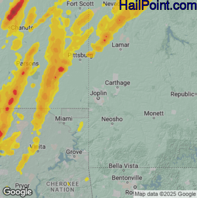 Hail Map for Joplin, MO Region on May 19, 2025