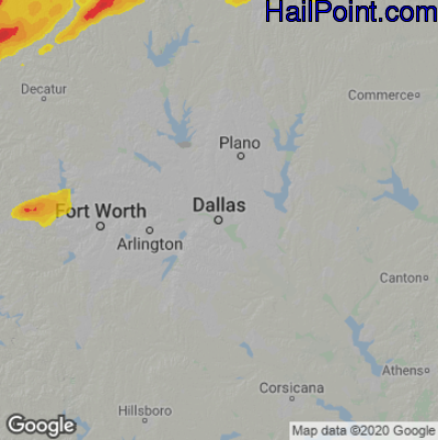 Hail Map Dallas, TX May 19, 2025 