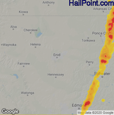 Hail Map Enid, OK May 19, 2025 