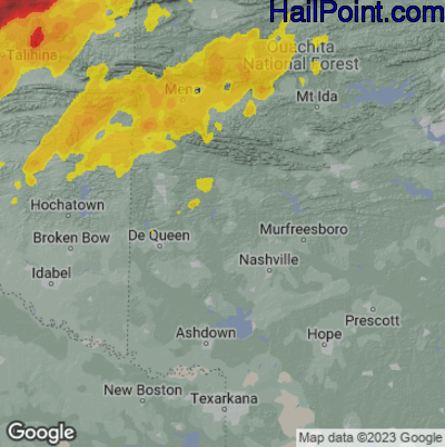 Hail Map for Arkadelphia, AR Region on May 19, 2025