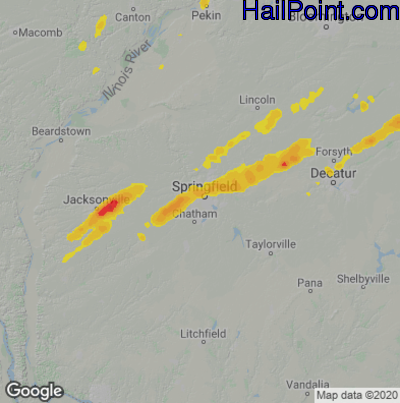 Hail Map Springfield, IL May 20, 2025 