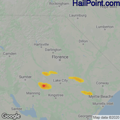 Hail Map for Florence, SC Region on May 20, 2025