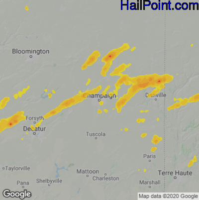 Hail Map Champaign, IL May 20, 2025 