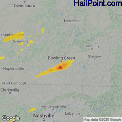 Hail Map for Bowling Green, KY Region on May 20, 2025