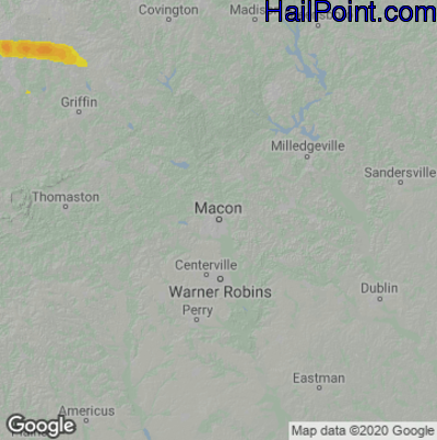 Hail Map for Macon, GA Region on May 21, 2025 