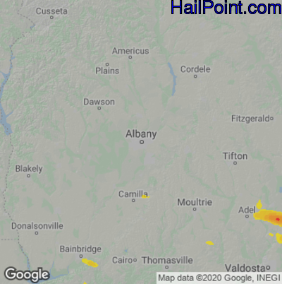 Hail Map for Albany, GA Region on May 21, 2025