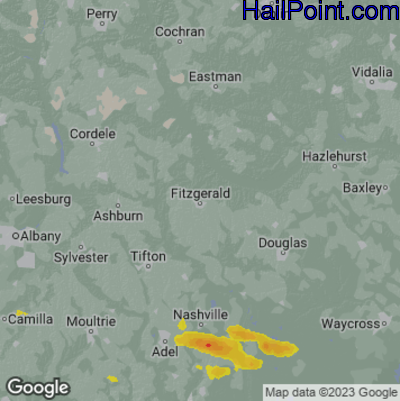 Hail Map for Fitzgerald, GA Region on May 21, 2025