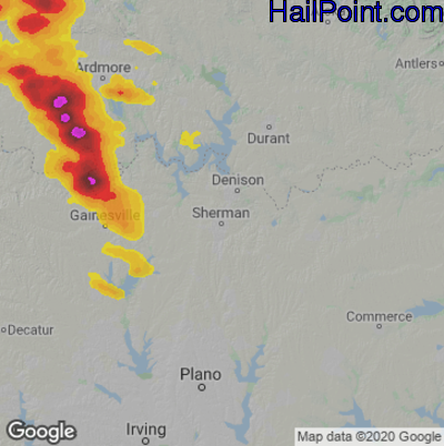 Hail Map for Sherman, TX Region on May 22, 2025