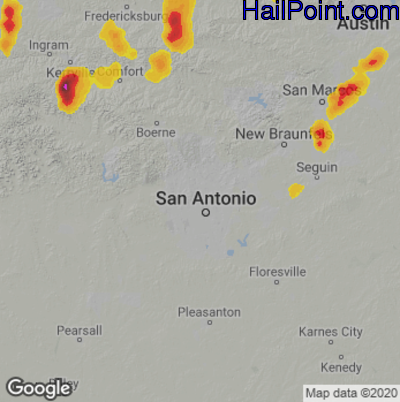 Hail Map for San Antonio, TX Region on May 22, 2025