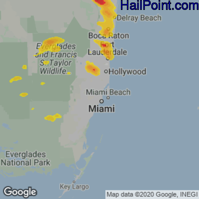Hail Map for Miami, FL Region on May 23, 2025