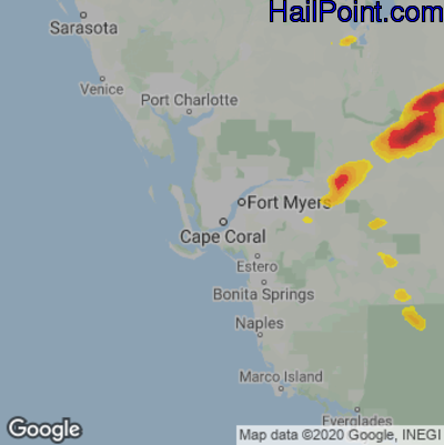 Hail Map for Cape Coral, FL Region on May 23, 2025