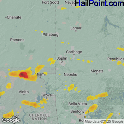 Hail Map for Joplin, MO Region on May 23, 2025