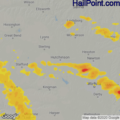 Hail Map for Hutchinson, KS Region on May 24, 2025