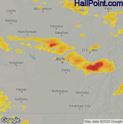 Hail Map for Wichita, KS Region on May 24, 2025