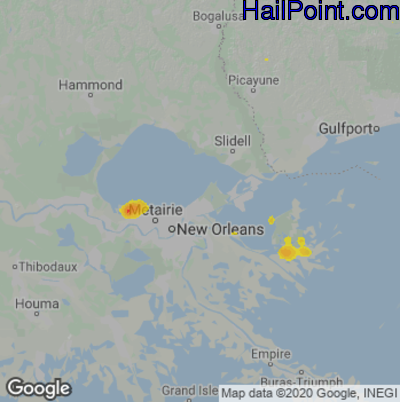 Hail Map for New Orleans, LA Region on May 24, 2025