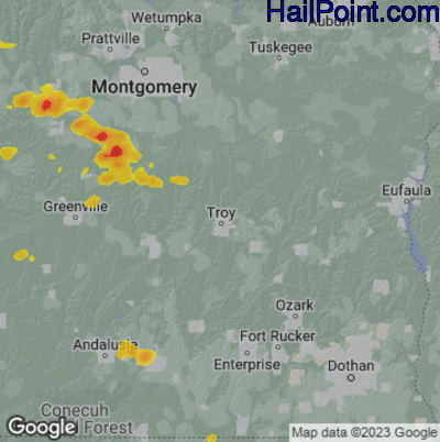 Hail Map for Troy, AL Region on May 24, 2025 