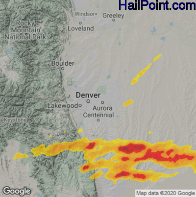 Hail Map for Denver, CO Region on May 24, 2025