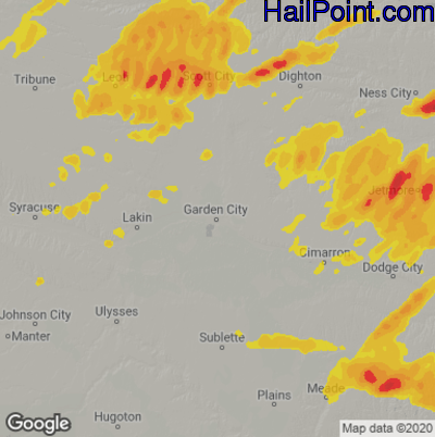 Hail Map for Garden City, KS Region on May 25, 2025 