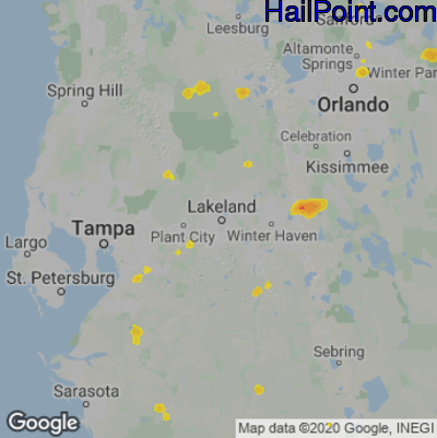 Hail Map for Lakeland, FL Region on May 25, 2025 