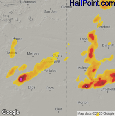 Hail Map for Clovis, NM Region on May 25, 2025