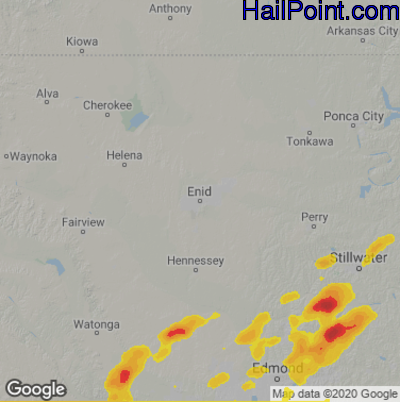 Hail Map Enid, OK May 25, 2025 