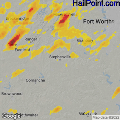 Hail Map Stephenville, TX May 26, 2025 