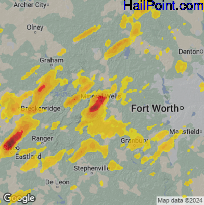 Hail Map Mineral Wells, TX May 26, 2025 