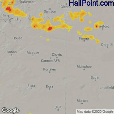 Hail Map for Clovis, NM Region on May 26, 2025
