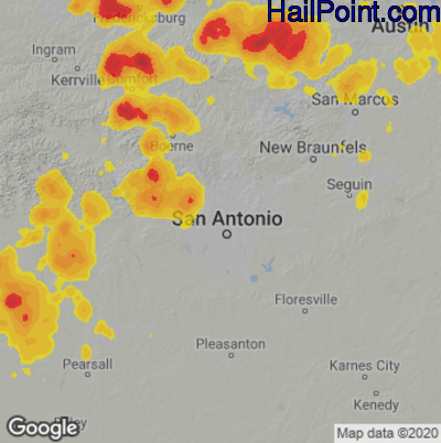 Hail Map for San Antonio, TX Region on May 26, 2025