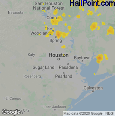 Hail Map for Houston, TX Region on May 27, 2025